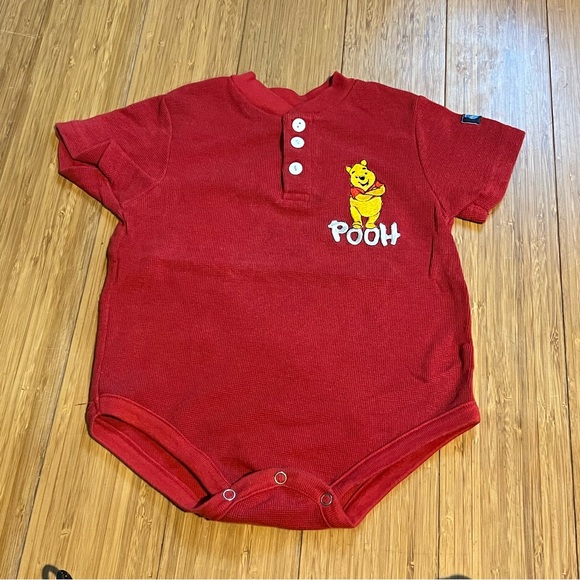Winnie-the-Pooh Other - Vintage 90s Pooh Winnie The Pooh Waffle Knit One Piece Henley T Shirt 18 Months
